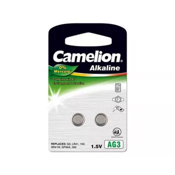 Nööpelementpatarei CAMELION AG3 / LR41 / LR736 / 392 Leelis 1.5V — 2 tk pakend