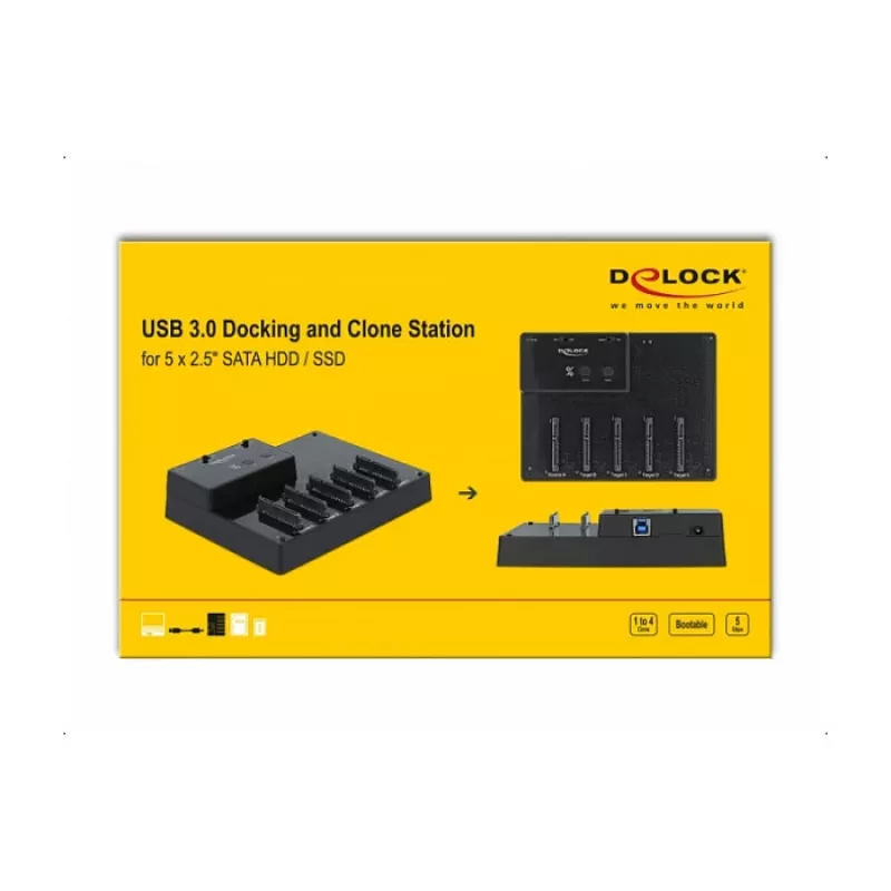 Dokkimisjaam DeLOCK USB 5 Gbps 64098 kuni 5-le 2,5-tollisele SATA HDD/SSD-le