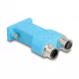 DELOCK D-Sub 9 pistikupesa -> 2× M12 5-kontaktiline A-kodeeringuga CAN-siini jaotur 180° sinine