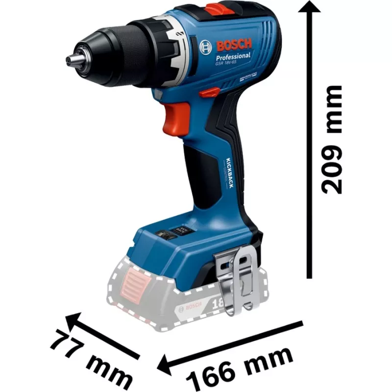 Juhtmeta trell-kruvikeeraja Bosch GSR 18V-65 koos 2x 4,0Ah akuga
