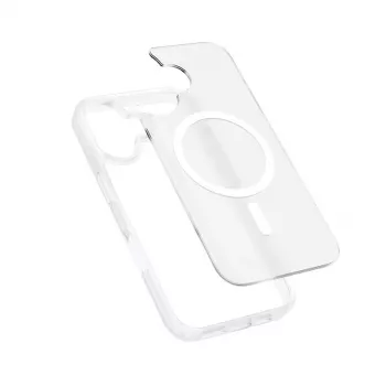 Crong Hybrid Matte Magnetic MagSafe-ümbris iPhone 17-le — poolläbipaistev valge, PC+TPU