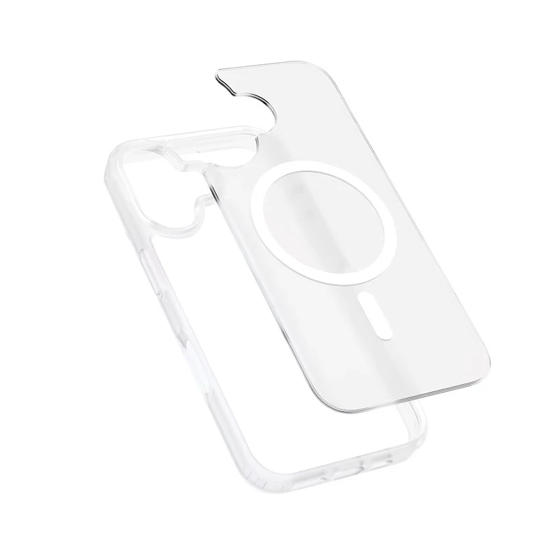 Crong Hybrid Matte Magnetic MagSafe-ümbris iPhone 17-le — poolläbipaistev valge, PC+TPU