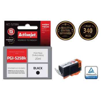 Ühilduv tindikassett ActiveJet ACC-525BN, must, pigmendipõhine 20 ml, kõrge (XL) tootlikkus, Canon PGI-525Bk jaoks