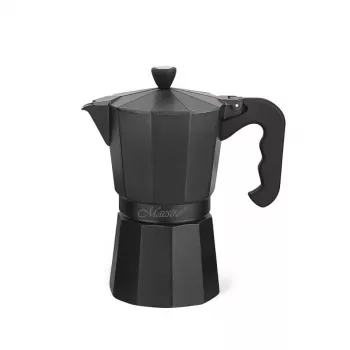 Moka pot Maestro MR-1666-6-Must — manuaalne pliidil kasutatav kohvimasin, 6 tassi, 300 ml, must alumiinium
