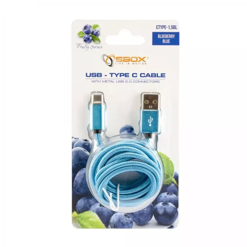 Sbox USB->Type C M/M 1,5m CTYPE-1.5BL Sinine