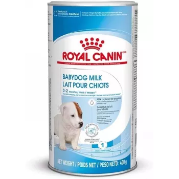 Pulberpiim kutsikatele Royal Canin Babydog Milk 400 g — linnuliha maitse, 33% valku, 39% rasva, vitamiinid ja mineraalained