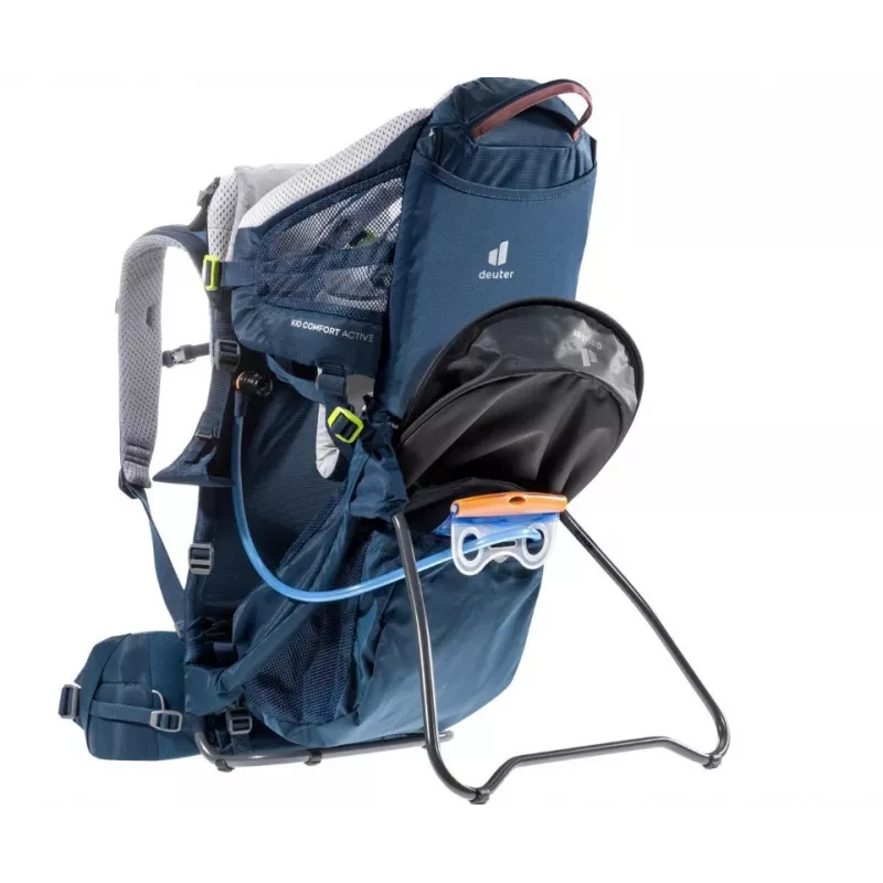 Beebikandja seljakott DEUTER Kid Comfort Active — sinine, polüamiid, kuni 22 kg, päikesevari, jalatus, VariQuick, Lite Air