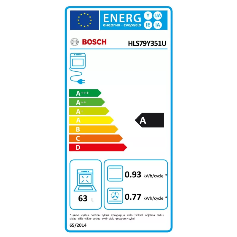 Bosch pliit HLS79Y351U Series 6, pliidiplaadi tüüp: induktsioon, ahju tüüp: elektriline, roostevaba teras, laius 60 cm, grillimine, LCD, 63 L, sügavus 60 cm