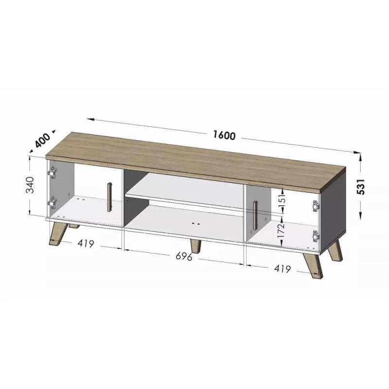Cama TV stand LOTTA 160 2D2K wotan oak/mat Must