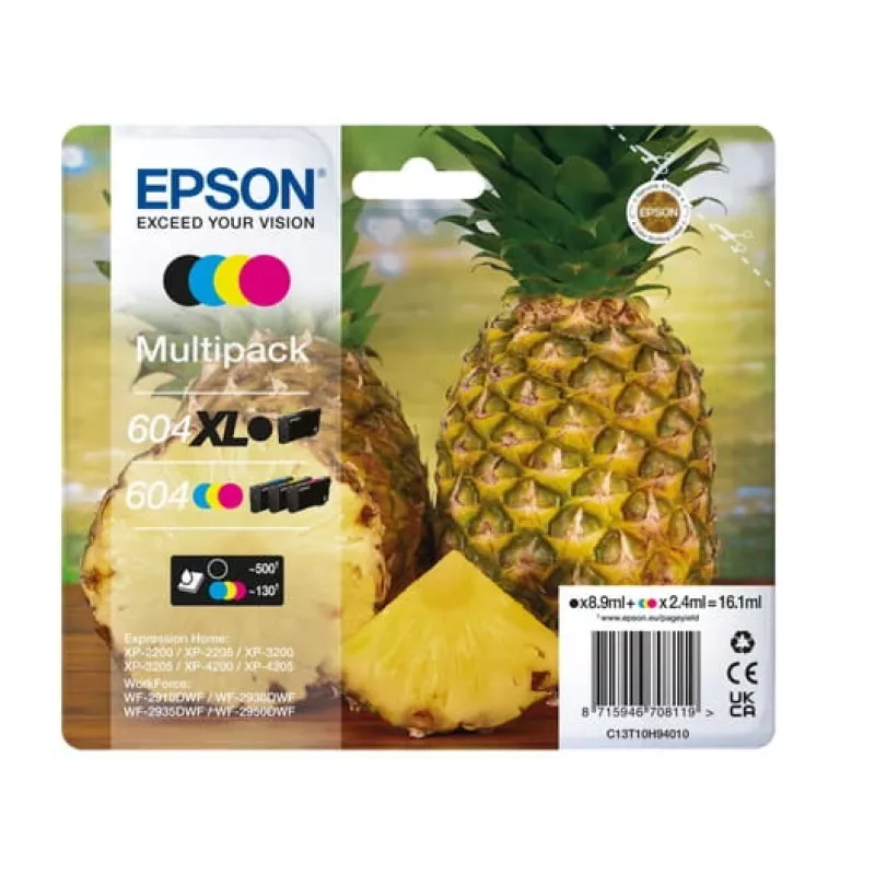 Epson 604XL tindikassett 4 tk Originaal Kõrg (XL) tootlikkusega Must, Tsüaan, magenta, Kollane
