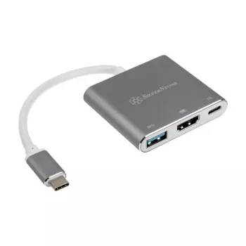 SilverStone SST-EP08C – USB 3.1 USB-C adapter HDMI-le/USB USB-C-le/USB Type-A-le – hõbedane