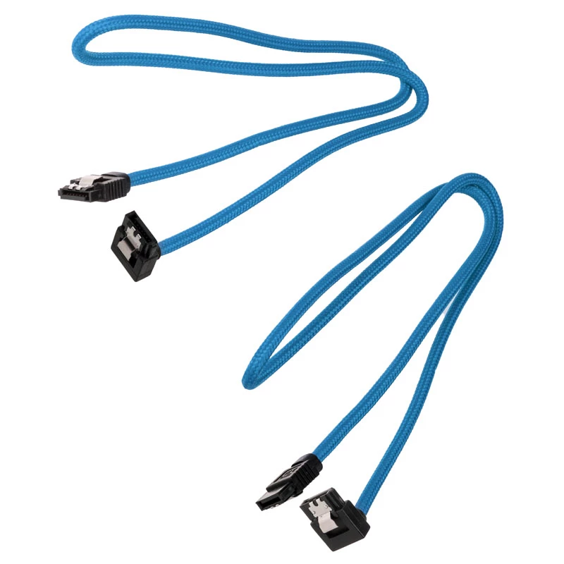 Corsair Premium Sleeved SATA-kaabel nurga all, sinine 60 cm - 2 tk