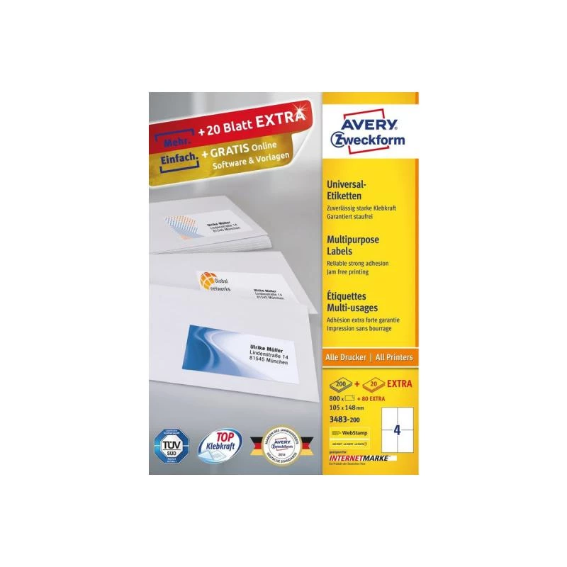 Isekleepuv silt Ristkülik Avery 3483
