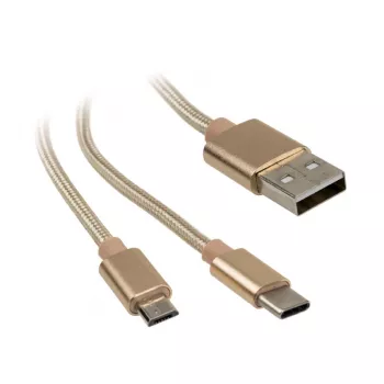 Akasa AK-CBUB42-12GL USB-kaabel 1,2 m USB 2.0 USB A USB C/Micro-USB B kuldne (AK-CBUB42-12GL)