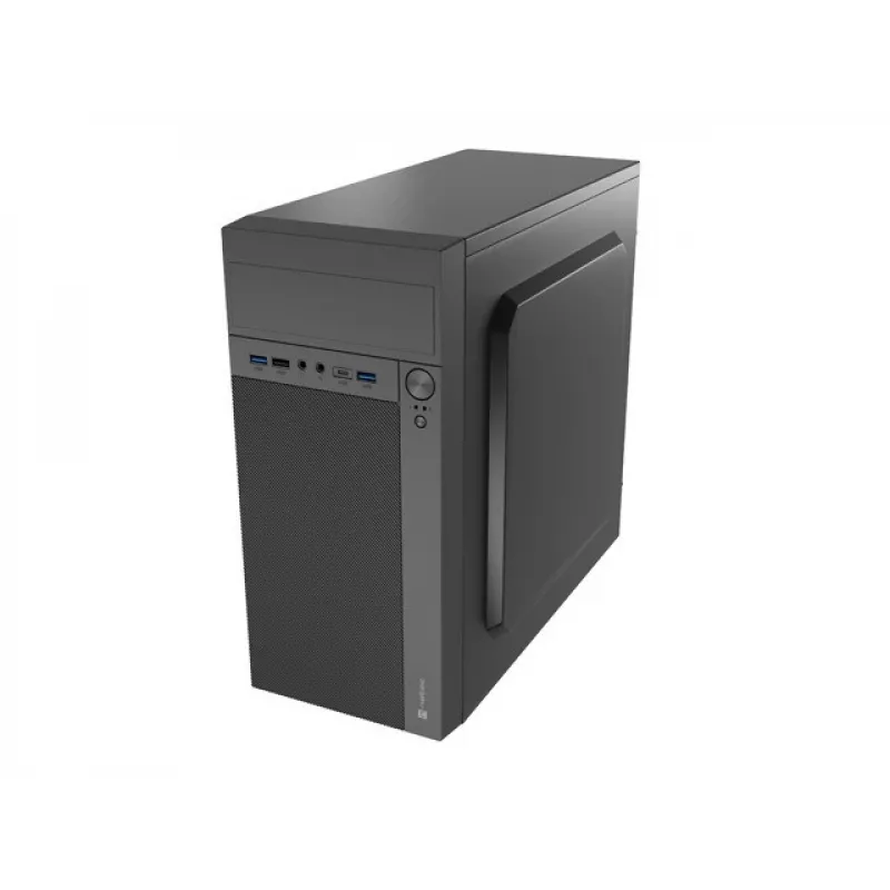 PC korpus NATEC Helix Mini Torn Must — microATX/Mini-ITX, 3x3,5 tolli + 5x2,5 tolli, 33 cm GPU, USB-C/USB-A pordid