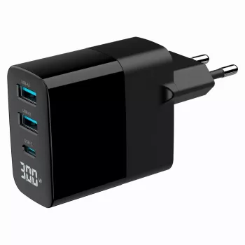 Gembird TA-UC-PDQC30LCD-BK-02 mobiilseadme laadija Universaalne Must AC Kiirlaadimine Siseruumides