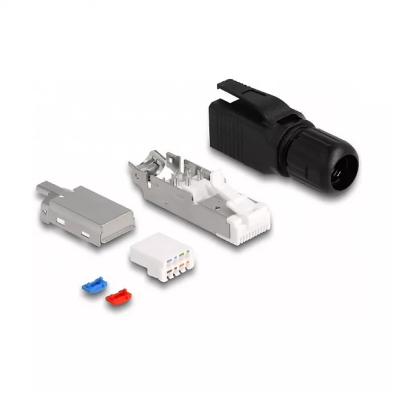 DeLOCK RJ45-pistik väliühenduseks Cat.6A Must Sirge