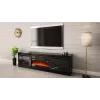 TV-kapp kaminaga Cama Meble GRANERO mudel — 200 x 56,7 x 35 cm, must/must läige, 2 ust, 2 riiulit, lükanduksed, MDF/puitlaastplaat