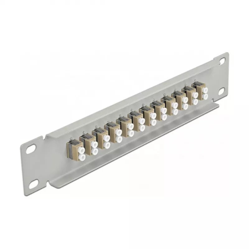 Fiiberoptiline patch-paneel DeLOCK 10 tolli 12 porti LC Duplex Beež 1U Hall