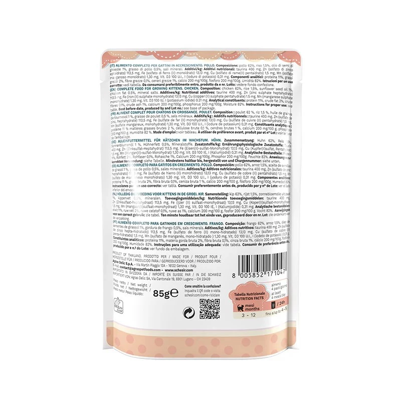SCHESIR Kanafileed tarretises - märgtoit kassipoegadele - 85g