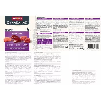 Märg koeratoit animonda GranCarno Senior Veis ja Lambaliha purk 800 g, valk 10,5 %, rasv 8,5 %