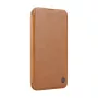 Kaitsvast nahast raamatümbris Nillkin Qin Prop Leather iPhone 16-le, pruun, sisseehitatud toega