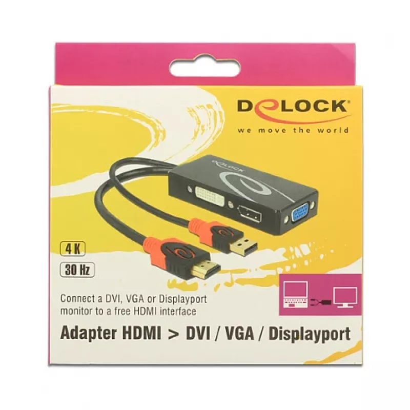Videokaabli adapter DeLOCK 62959 HDMI USB DVI-I VGA 0,135m