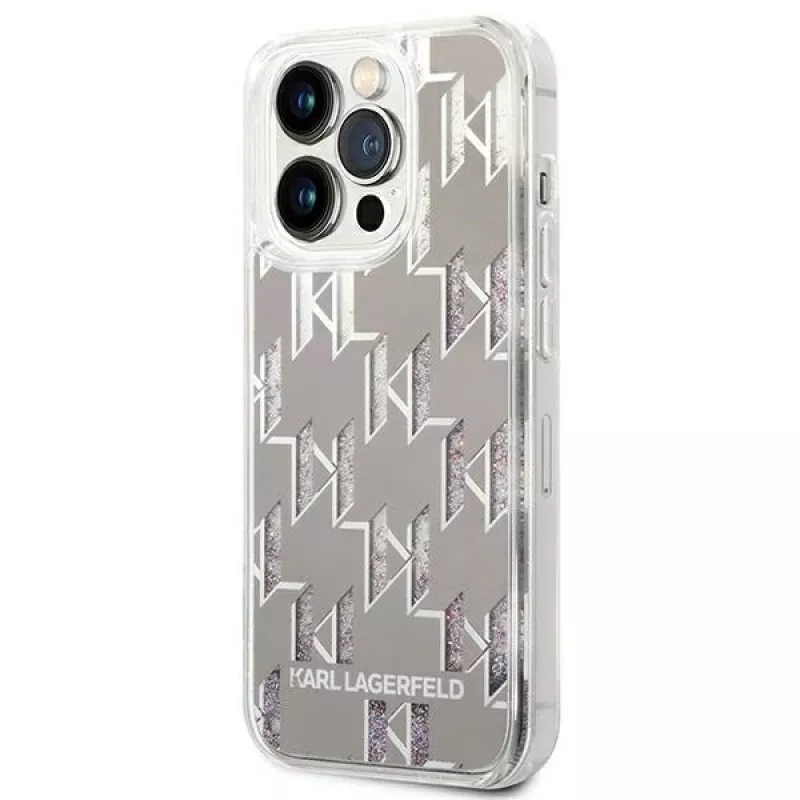 Karl Lagerfeld KLHCP14XLMNMS iPhone 14 Pro Max 6.7 kõva kate hõbedane / hõbedane Liquid Glitter Monogram