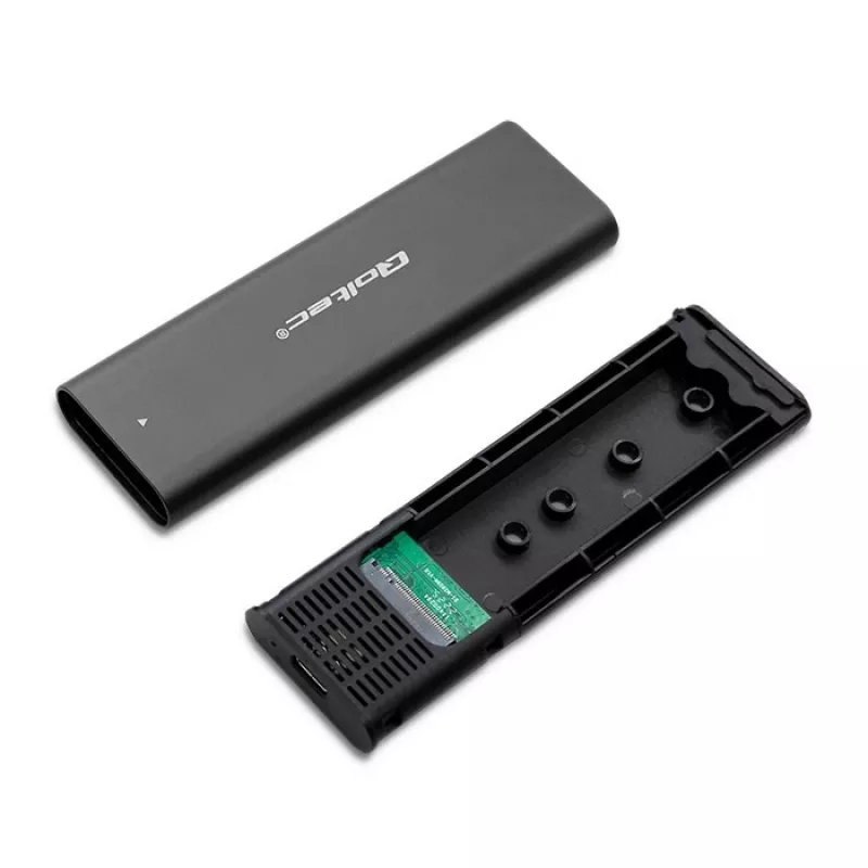 SSD-korpus QOLTEC 50312 Must ühele M.2 SATA kettale, USB USB-C (USB 2.0 / 3.2 Gen 1)