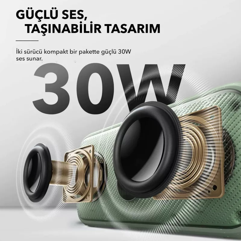 Kaasaskantav stereokõlar Anker Soundcore Motion 300 — 30W, IPX7, Bluetooth, 13h taasesitus, 0,83 kg, must