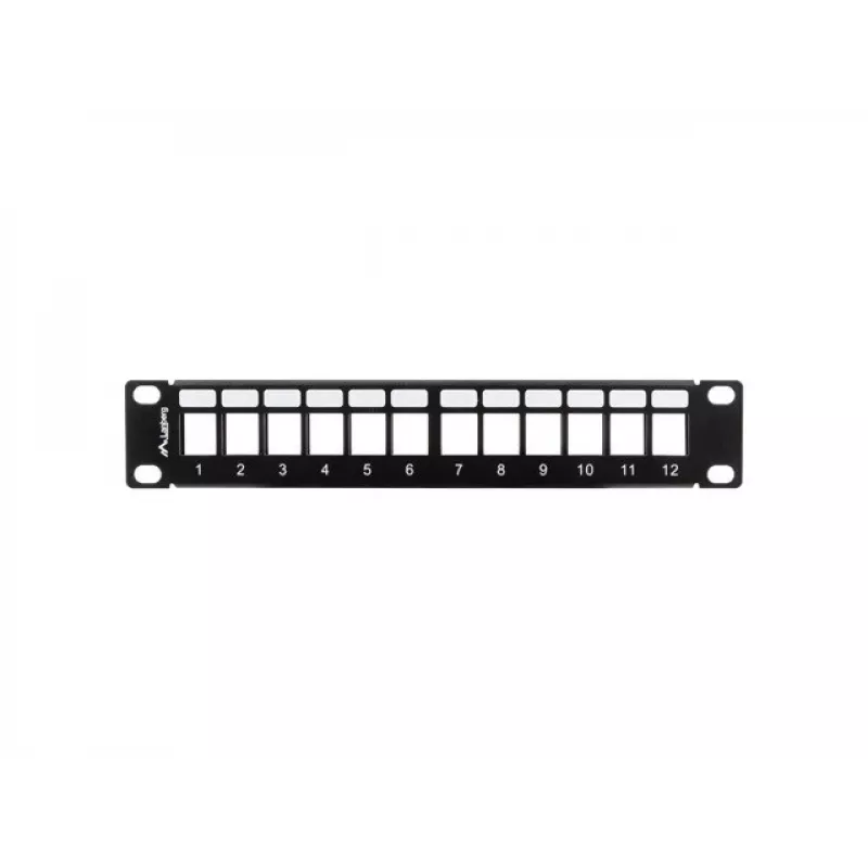 Rack'i pimepaneel LANBERG PPKS-9112-B, 12-pordine, 1U, metall, hall, 254×44.5×99.3 mm