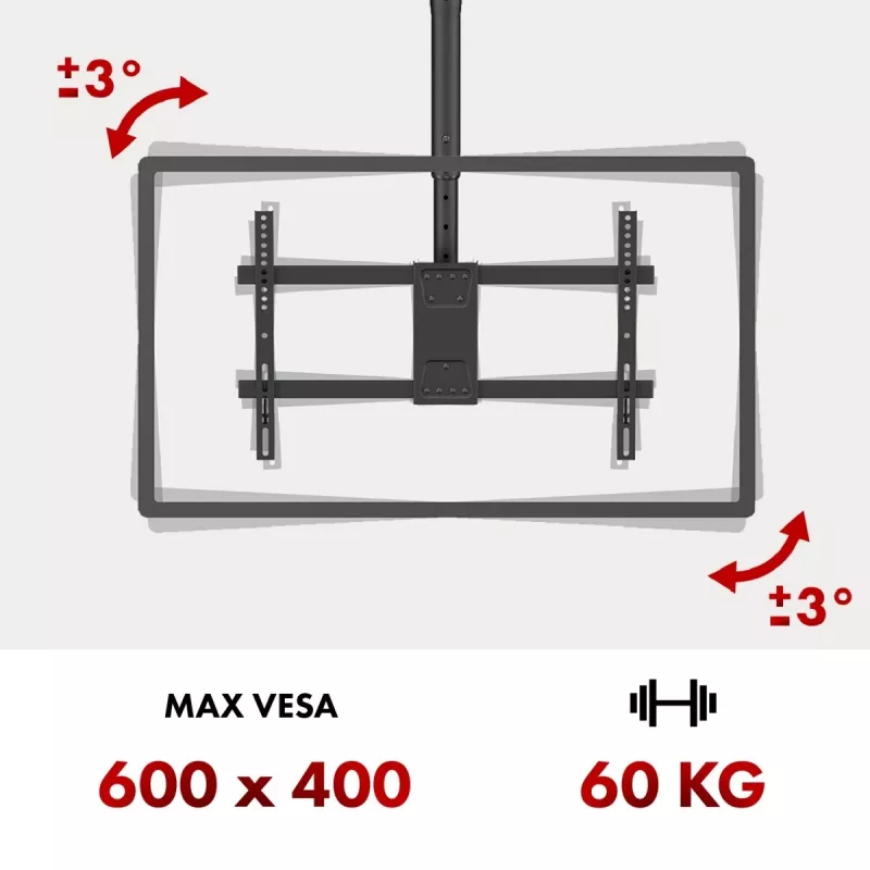 Lae TV kinnitus MACLEAN MC-112B, max koormus 60 kg, reguleeritav kalle ja pööramine