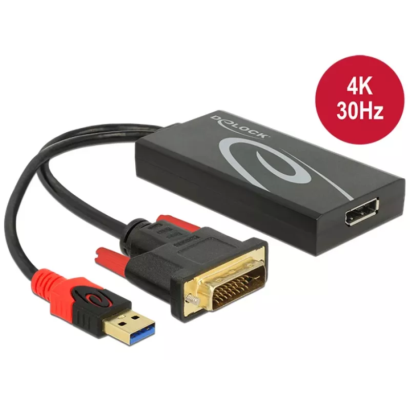 DVI-D 24+1 + USB-A / DisplayPort 20-kontaktiline kaabel DeLOCK 62596