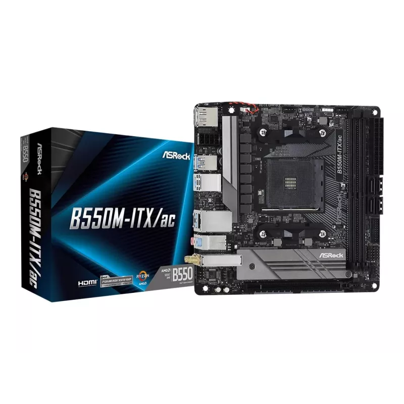 Emaplaat ASRock B550M-ITX/ac AMD B550 Socket AM4 mini ITX