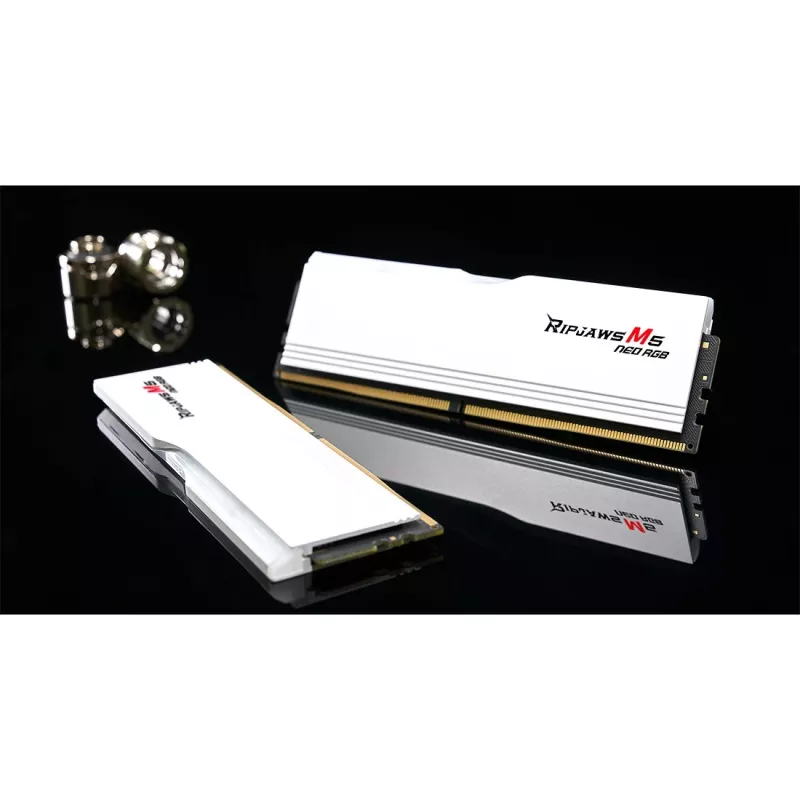 DIMM 64 GB DDR5-6000 (2x 32 GB) Dual-Kit, mälu valge, F5-6000J2836G32GX2-RM5NRW, Ripjaws M5 Neo RGB, AMD EXPO