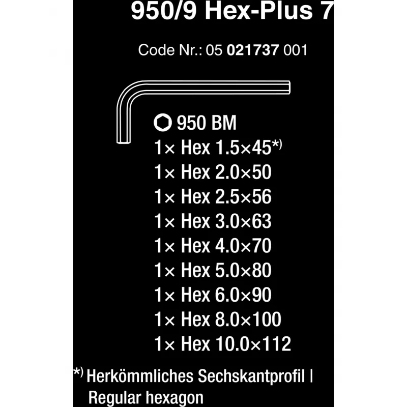 L-kujuline kuuskantvõtmekomplekt Wera 05021737001