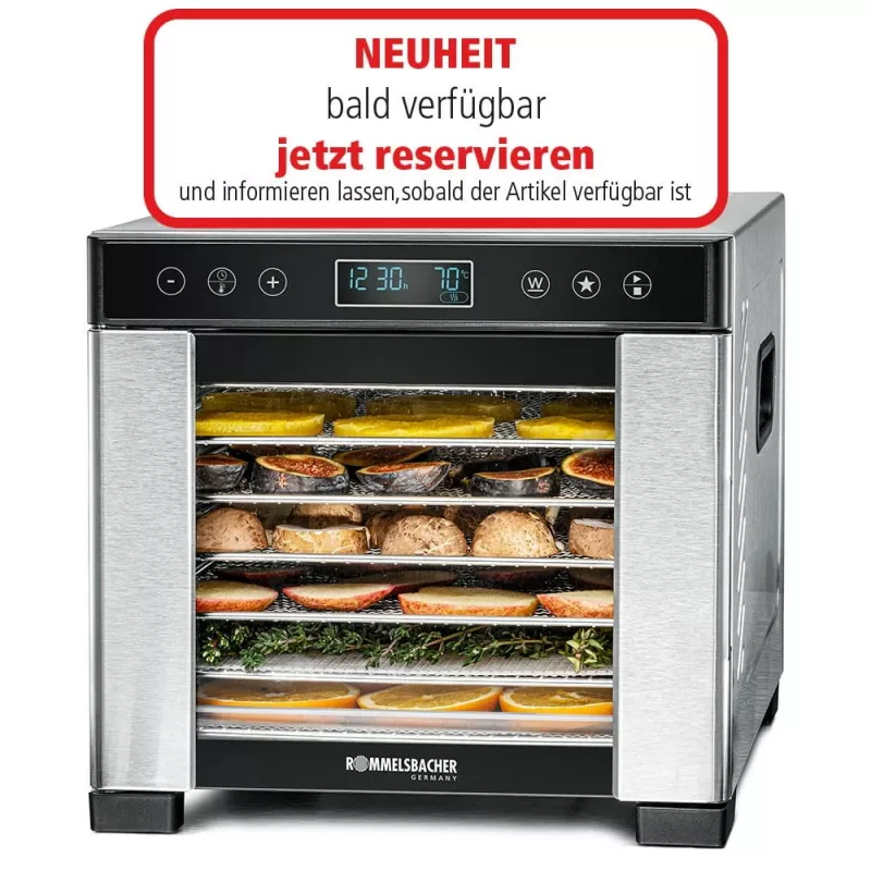 Toidukuivati Rommelsbacher DA 650 600 W roostevaba teras, 0,5 m², 35–75 °C, 7 alust