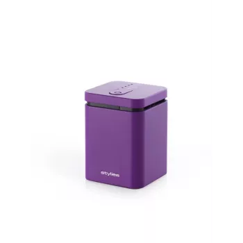 Aurustuva lõhnadifuusor Stylies ELARAPURPLE ruumidesse kuni 25 m² — lilla, ristkülikukujuline, toide vahelduvvoolu/patareide/USB kaudu, lõhnakassett, 2 h taimer, 74×74×100 mm, 1,3 W