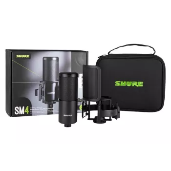 Shure SM4-K-KIT - kondensaarmikrofon, väliselt polariseeritud, käepide, popfilter, ümbris