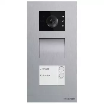 Video intercom system Busch-Jaeger A21381P2-S-03 — roostevabast terasest välisseade, nuppudega, 135×29×277 mm, hõbedane