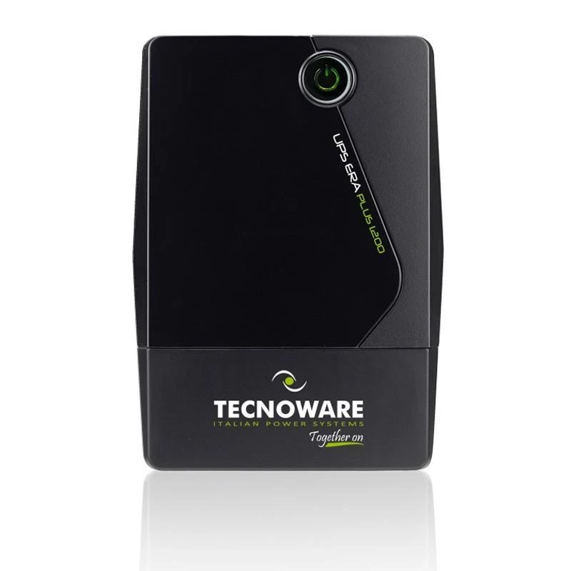 Katkematu toiteallikas TECNOWARE Era Plus 1600 — Line‑Interactive UPS 1.6 kVA / 1120 W, 2 vahelduvvoolu pistikupesa, USB Type‑B, must
