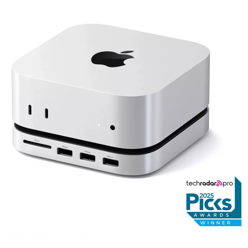 Satechi sülearvuti dokk/pordireplikaator ST-GNMMES — juhtmega USB 3.2 Gen 2 USB-C jaotur, USB-A ja SD, hõbedane
