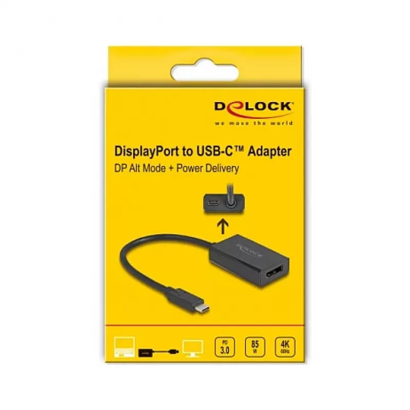 Adapter DisplayPort female to USB USB-C male DeLOCK 4K PD 85W