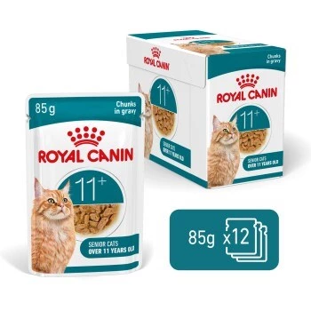 Märg kassitoit Royal Canin FHN Ageing 11+ Gravy 12×85 g – täisväärtuslik märgtoit kassidele kastmes