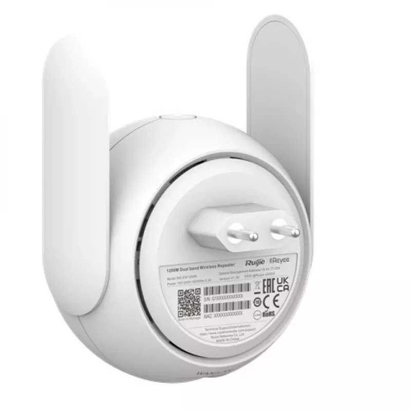 Mesh Wi‑Fi süsteem RUIJIE RG‑EW1200R kaheribaline Wi‑Fi 5, 2× välist antenni, 24 seadme tugi, 1× LAN-port, valge