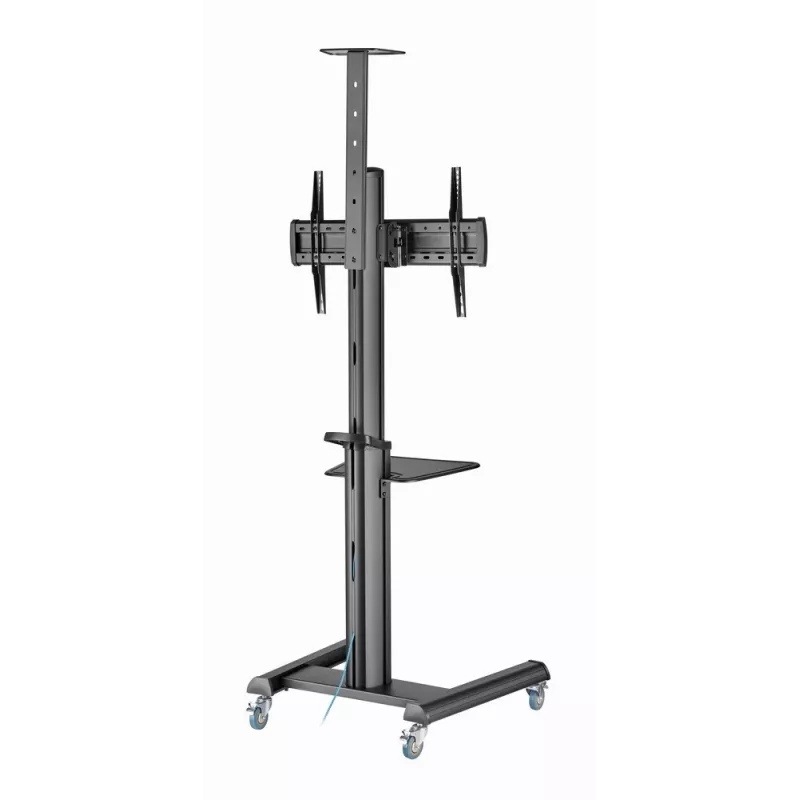 Põranda TV-alus Gembird TVS-70T-02 ekraanidele 37 tolli kuni 70 tolli, max 70 kg, VESA 200x200–600x400, kaldenurk ±5°/−12°, kõrguse reguleerimisega, rattad, kaablihaldus