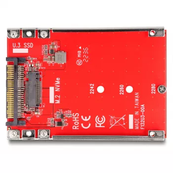 DeLOCK 2,5-tolline muundur U.3 SFF-8639 M.2 NVMe Key M-le, 7 mm, punane
