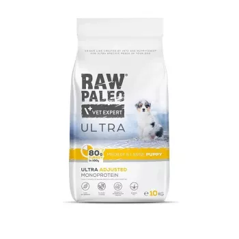 VET EXPERT RAW PALEO Ultra Medium&Large Puppy Turkey - kuivtoit kutsikatele - 10 kg