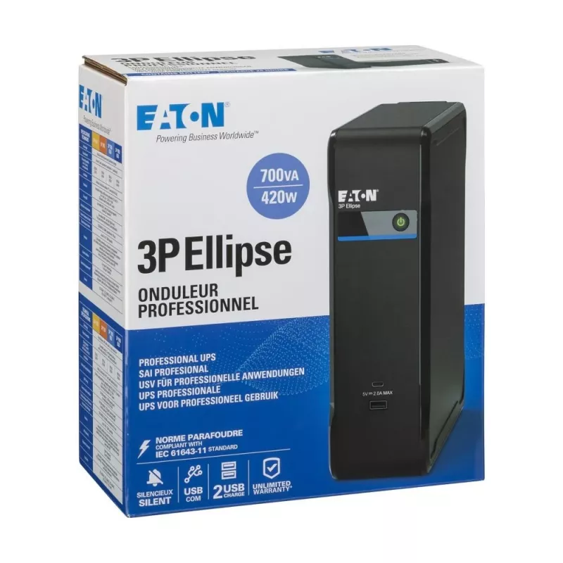 Katkematu toiteallikas EATON 3P ELLIPSE 700 USB DIN 3P700UD 700VA kolmefaasiline