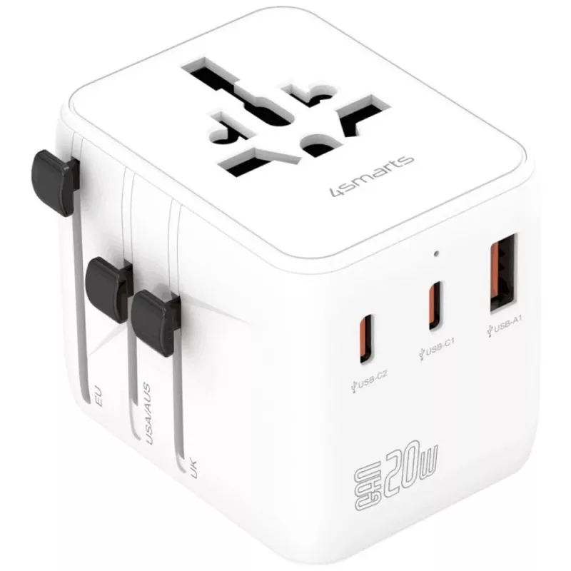 Reisiadapter 20W GaN Nomad 2xUSB-C + 1xA
